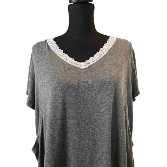 Ekouaer Maternity Labor Nursing Gown XXL short sleeve gray lace - Picture 2 of 7